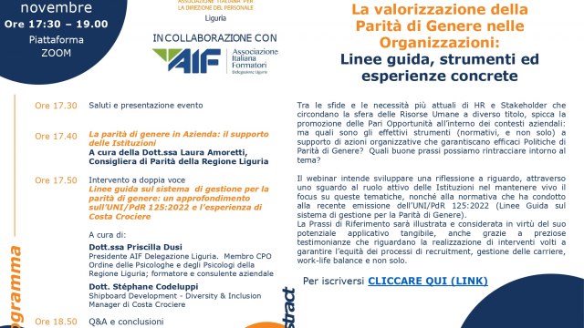 La valorizzazione della Parit&agrave; di Genere nelle Organizzazioni: Linee guida, strumenti ed esperienze concrete